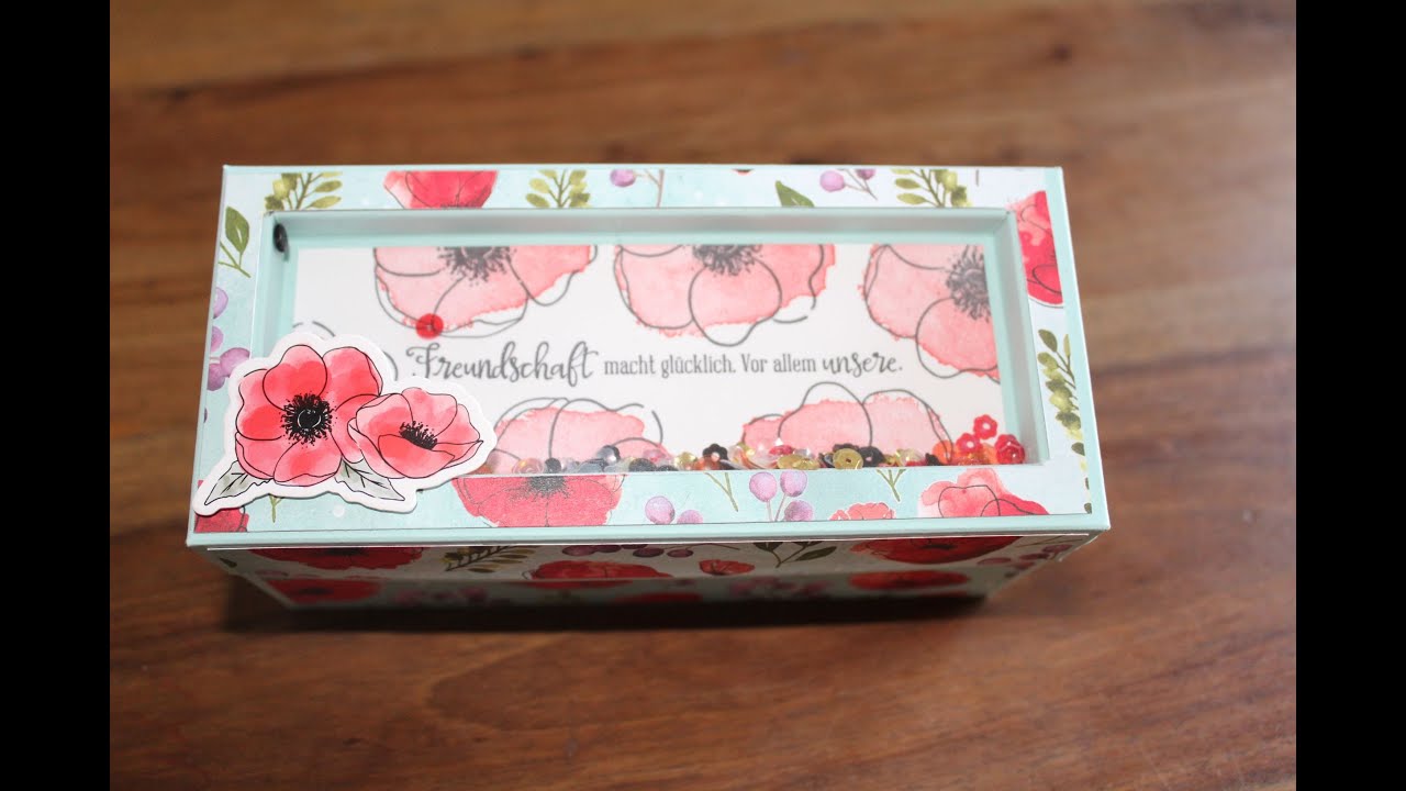Große Geschenkbox mit 3 D Fenster mit der Produktreihe Mohnblütenzauber von Stampin` UP!