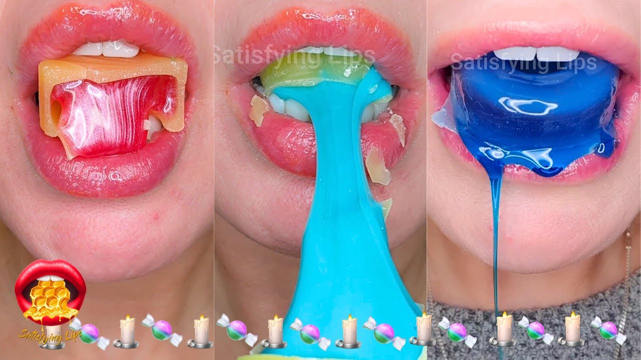 Frozen Honey Filled Wax Candy Satisfying Mukbang ASMR Eating