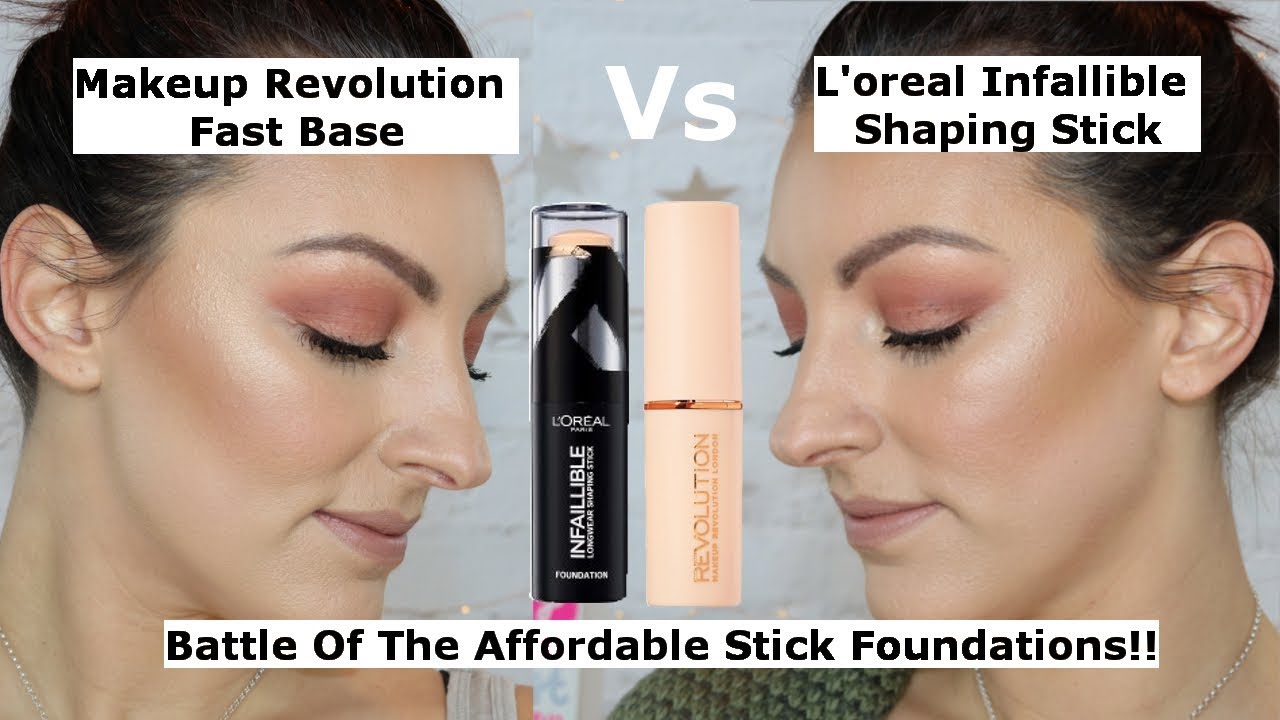 Makeup Revolution fast base Vs L'oreal infallible shaping sticks | Affordable Stick Foundation wars!