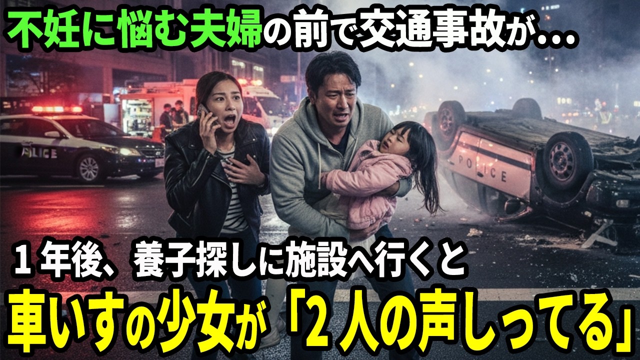 不妊に悩む夫婦の目の前で交通事故が発生→1年後、養子を探しに施設へ行くと車椅子の少女が現れ…【感動する話】