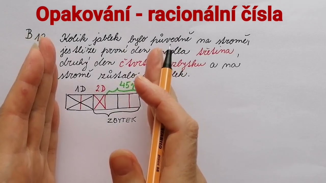 Opakování - racionální čísla 12 (zlomky -slovní úloha)