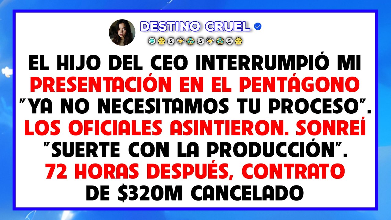 El hijo del CEO interrumpió mi presentación ante oficiales del Pentágono diciendo que no necesita...