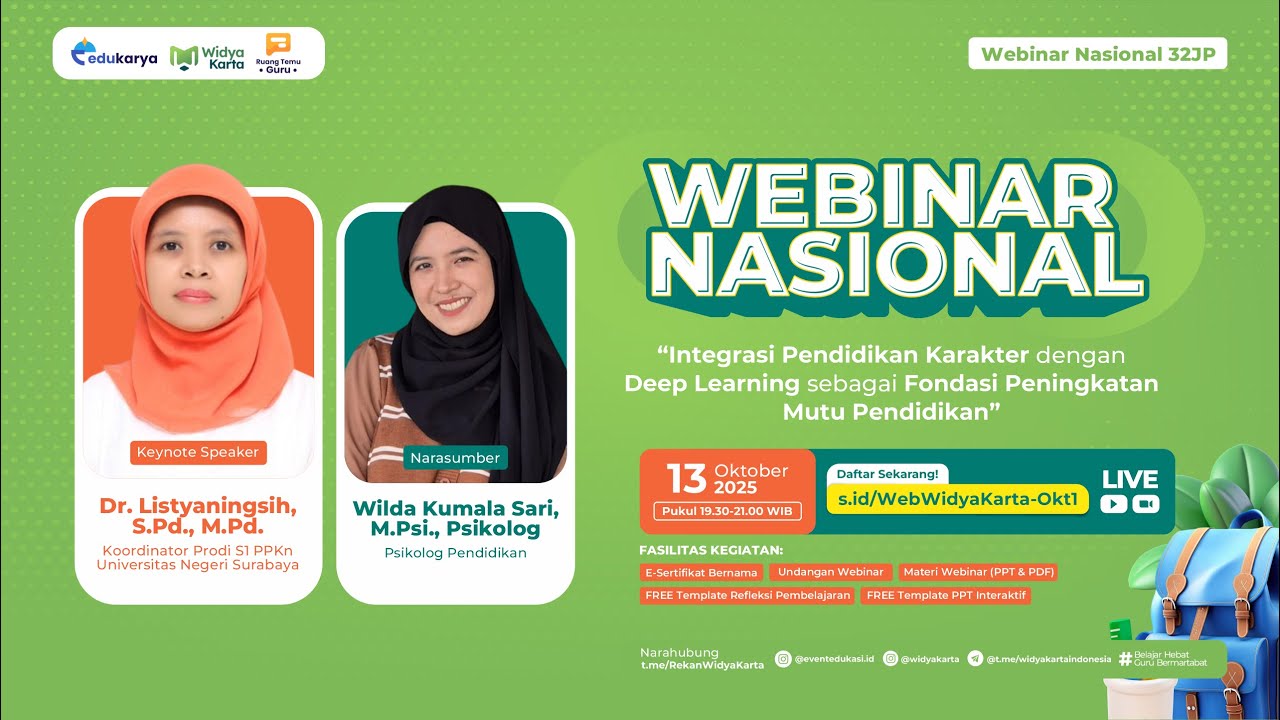 H1: Webinar Integrasi Pendidikan Karakter dengan Deep Learning Fondasi Peningkatan Mutu Pendidikan