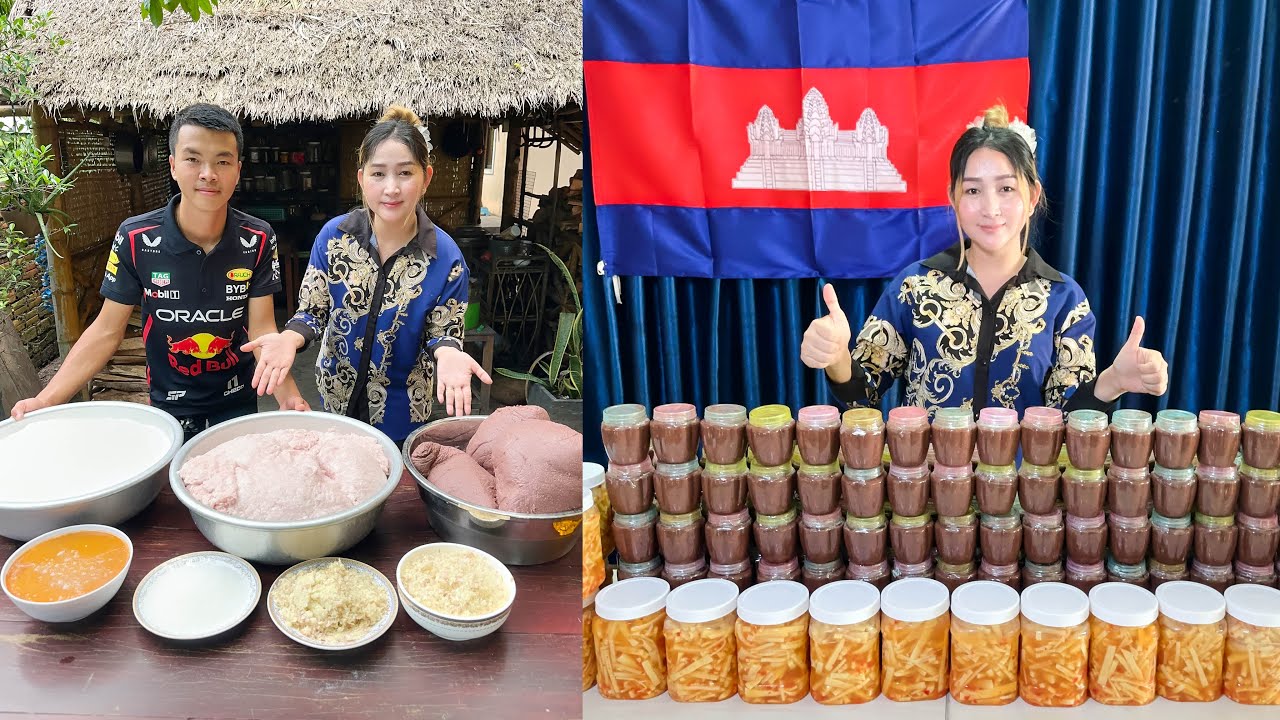 Cooking with Sros: 200 cups Tiny shrimp paste pork belly - Village food cooking style by mommy chef