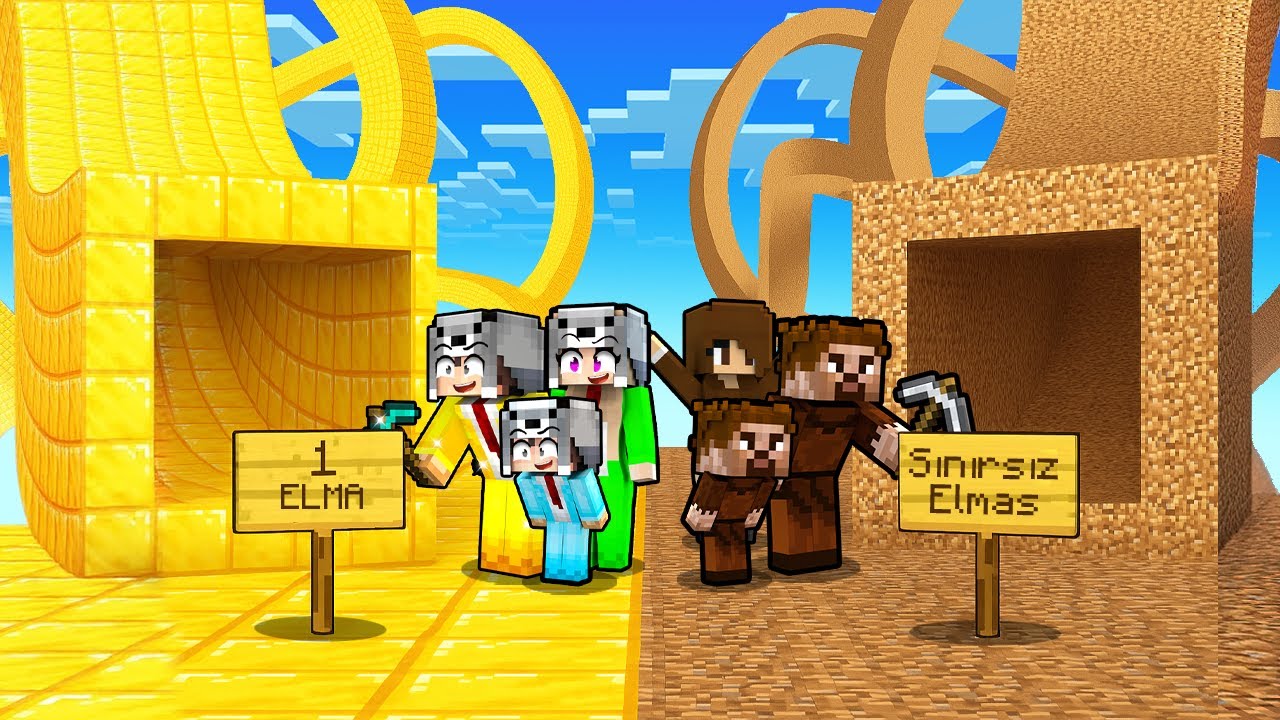 FAKİR AİLE SONSUZ TÜNEL VS MİLYONER AİLE SONSUZ TÜNEL - Minecraft