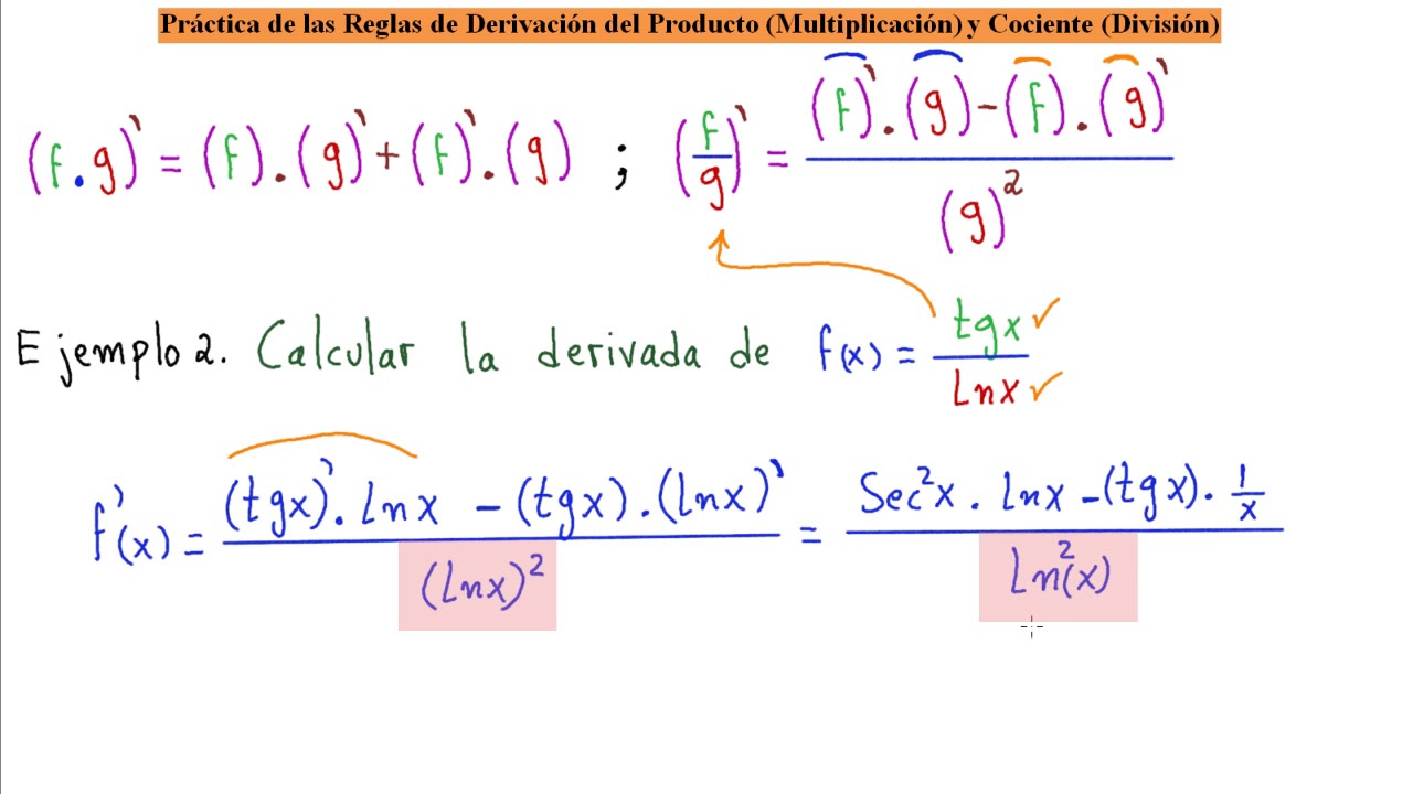 ►Aprende Rápido y Fácil la Derivación del Producto y Cociente de Funciones