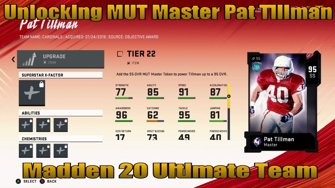 Unlocking MUT Master Pat Tillman! Madden 20 Ultimate Team.