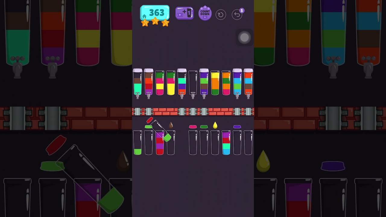 Cups - water sort puzzle | level 363 | ⭐️⭐️⭐️