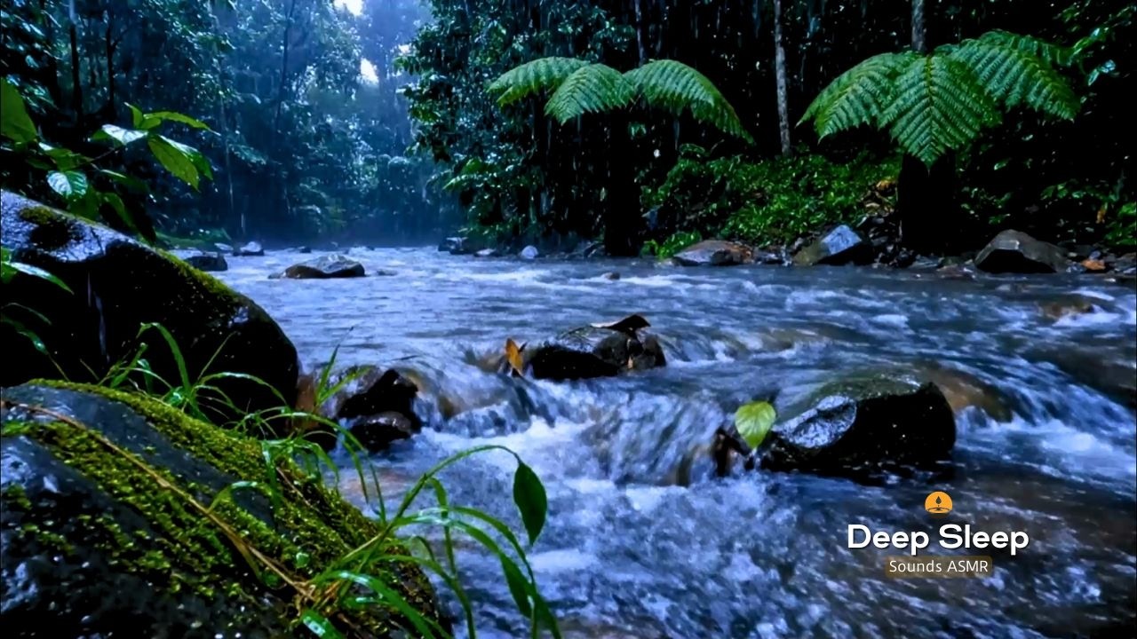 For Sleep Support, Rain and Flowing River Sounds to Ease the Mind