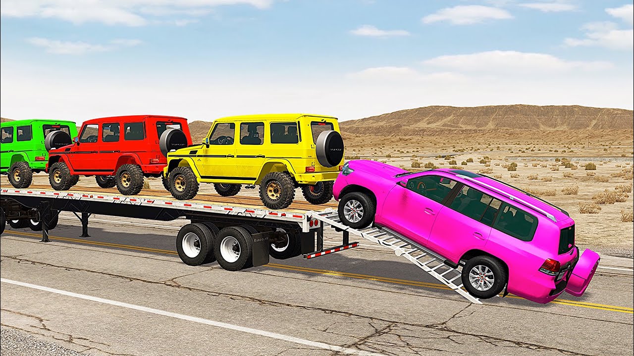 Flatbed Truck Mcqueen  | Transportation with Truck - Pothole vs Car #542 - BeamNG.Drive