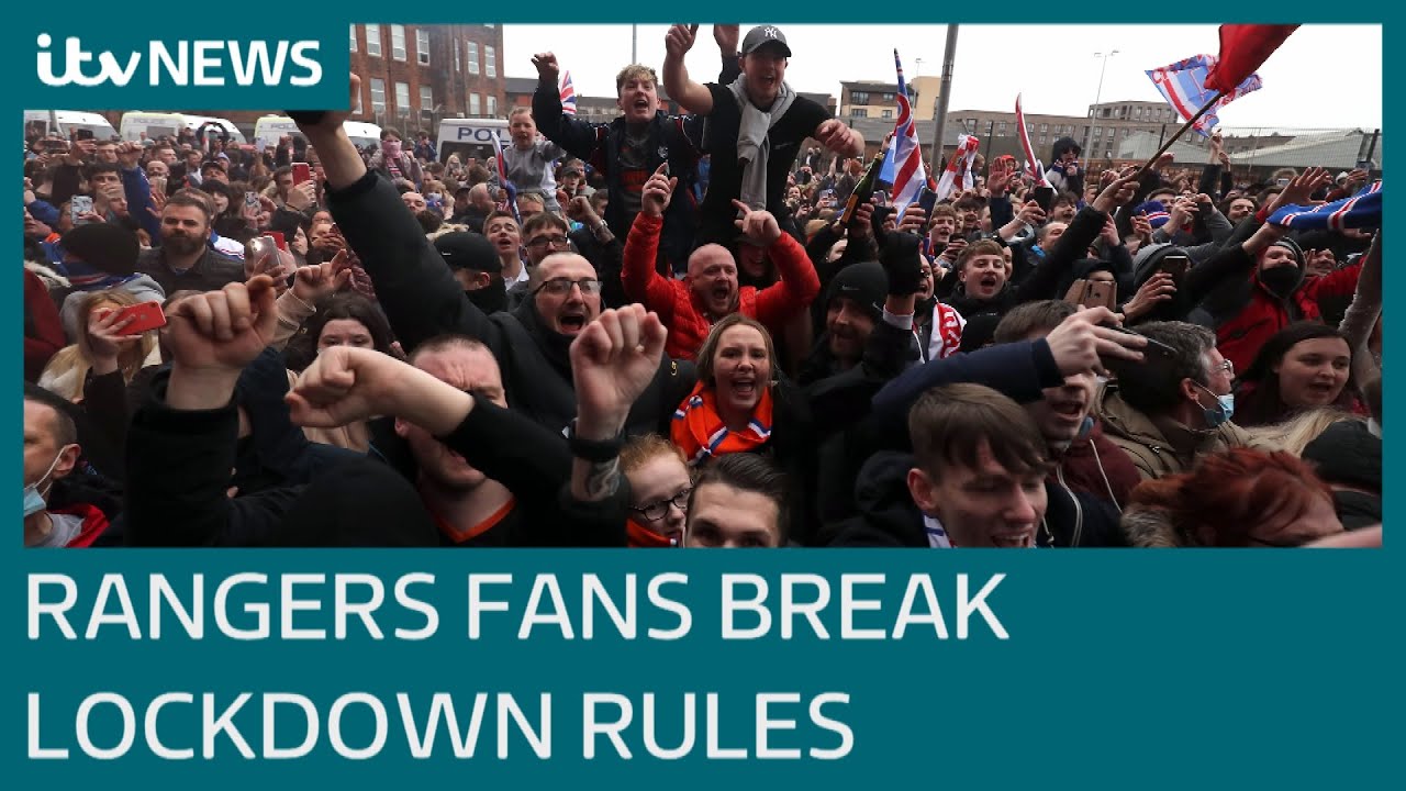 Covid: Rangers fans breach coronavirus lockdown restrictions with Ibrox Stadium gathering | ITV News