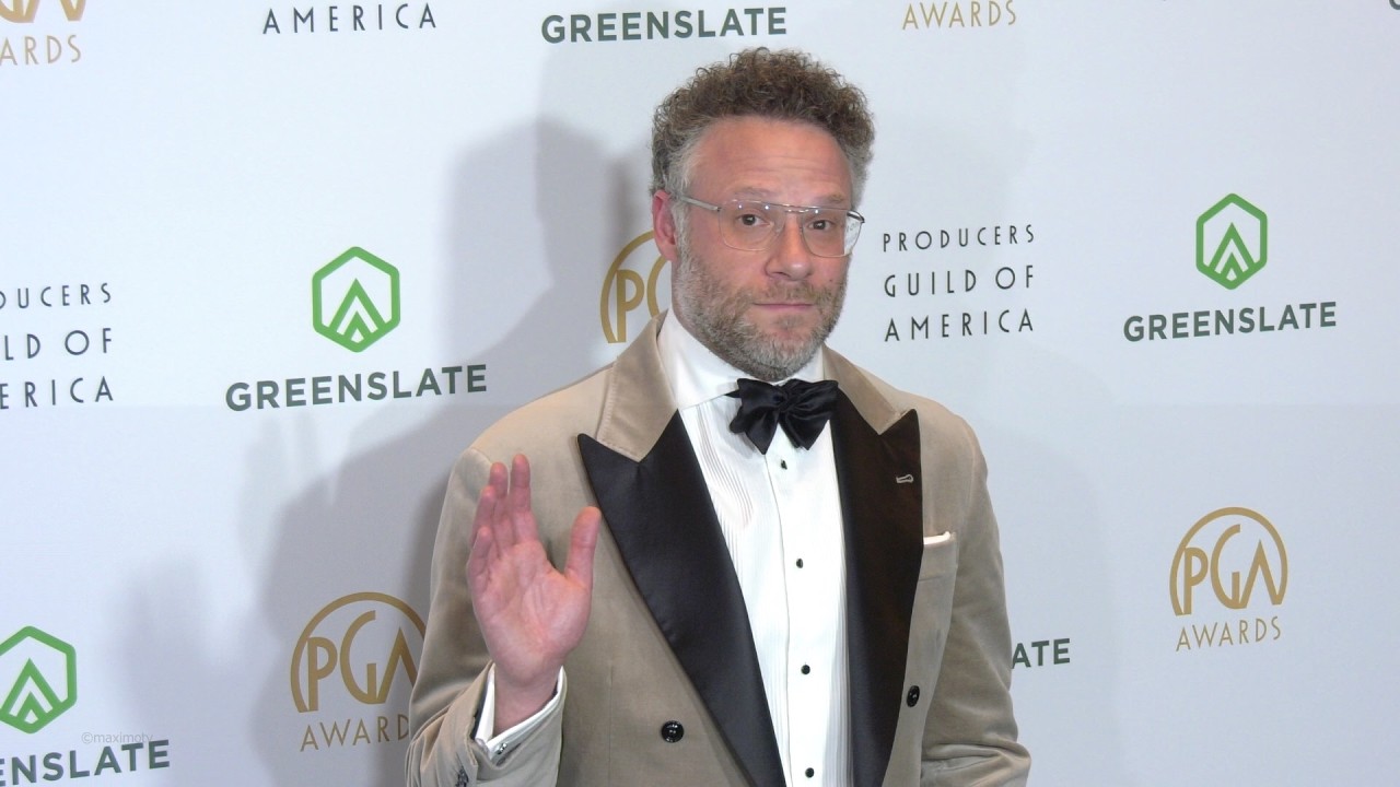 Seth Rogen on the black carpet at the 2026 PGA Awards