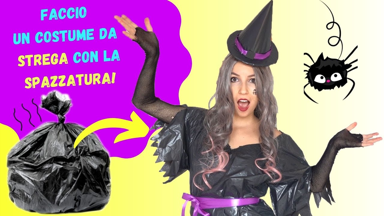 FACCIO UN VESTITO DA STREGA CON LA SPAZZATURA! *costume di Halloween fai da te*