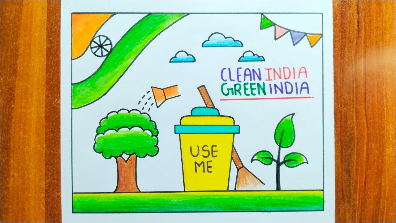 Swachh Bharat Abhiyan Poster Drawing / Clean India Green India Drawing / Swachh Bharat Drawing Easy