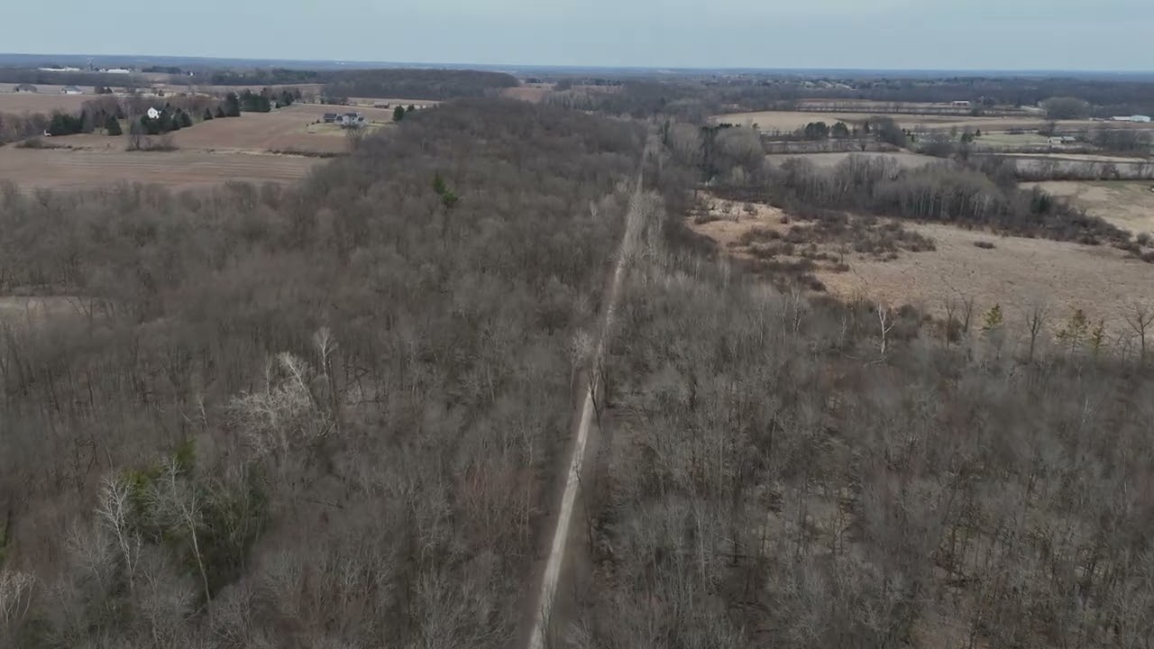 The Wiouwash Trail, WI, South from Hillview Rd to Spring Rd via drone, 4K.