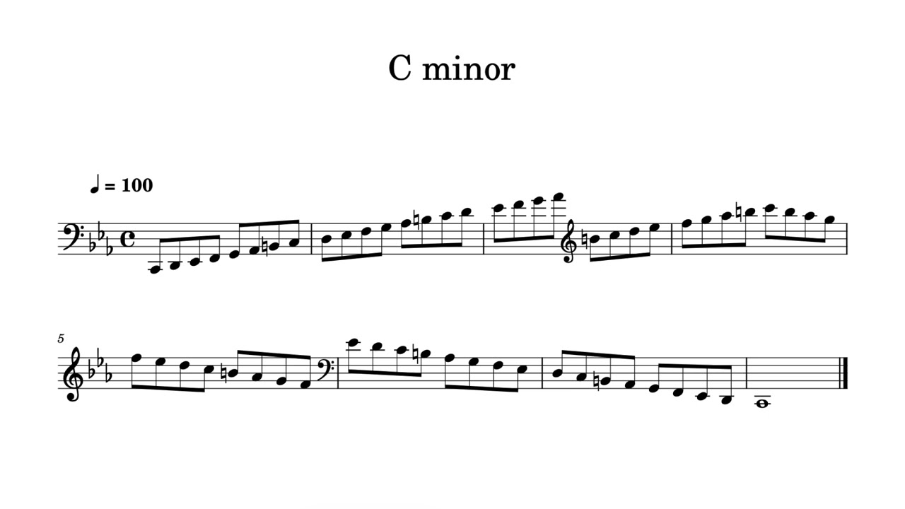 C minor scales 4 octaves – for cello practice
