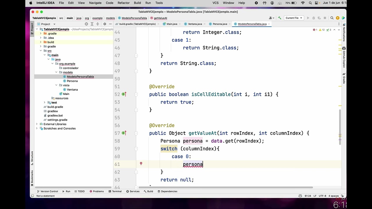 Java Swing MVC, TableModelListener. Programación Orientada a Objetos con Java