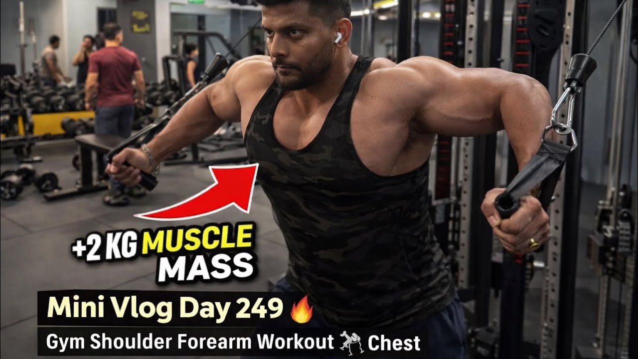 Mini vlog day 249🔱|gym shoulder workout🏋️‍♂️| aj toh same time pe bhai bhi aa gye😂|unboxing earbuds😍