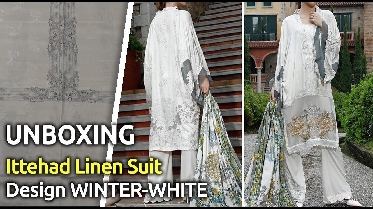 Latest ITTEHAD&nbsp;Winter Collection 2019 | Pakistani unstitched Winter Suits | Design WINTER-WHITE