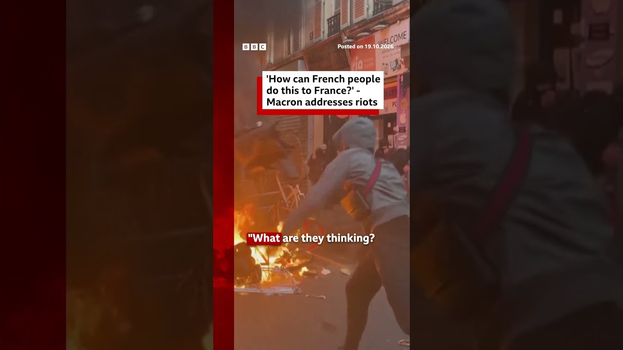 Macron addresses rioters after protests and disorder in France. #BBCNews