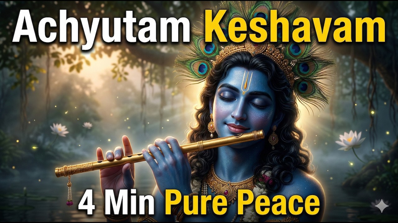 Achyutam Keshavam Krishna Bhajan | 4 Minutes of Pure Peace & Meditation | Soothing Devotional Song