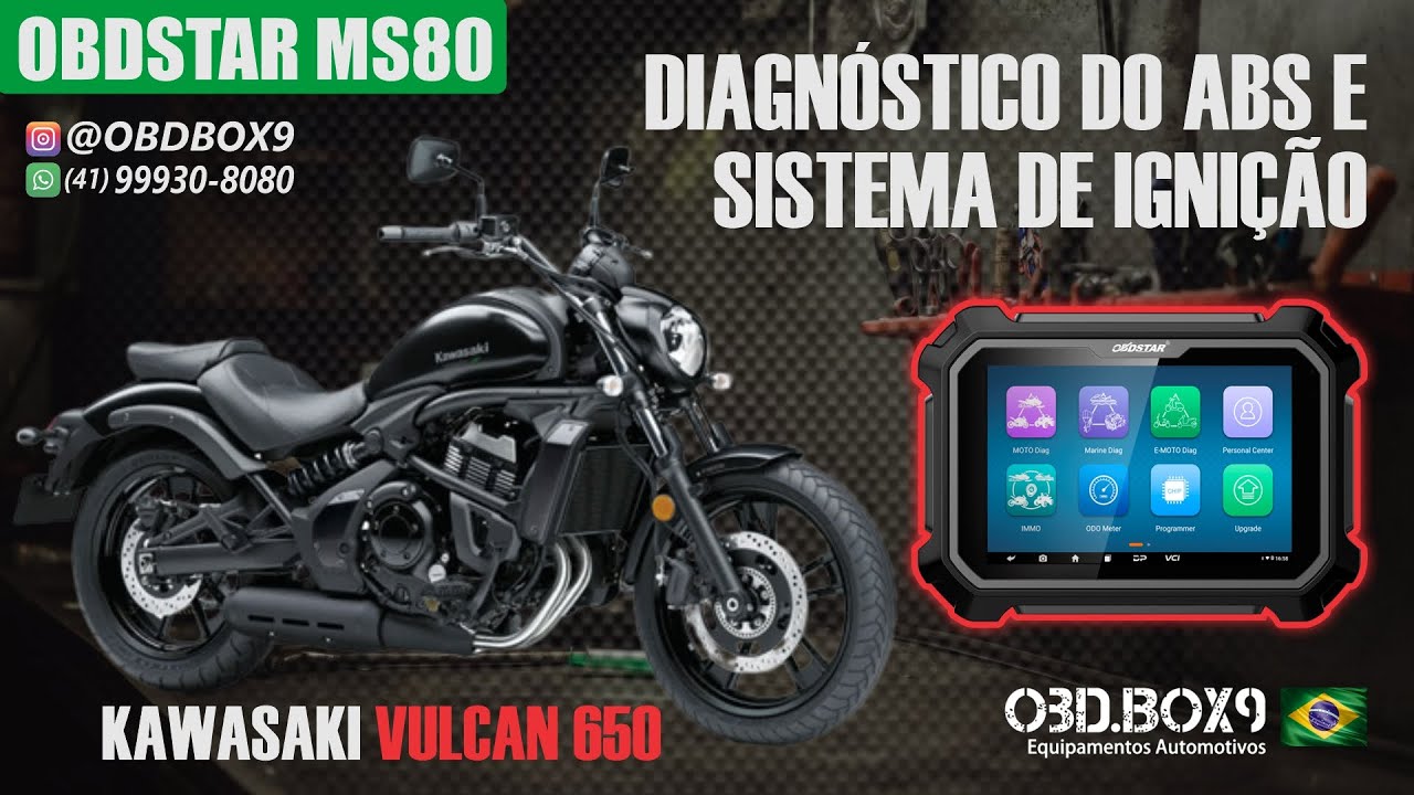 Diagnóstico do ABS e Sistema de Ignição Kawasaki Vulcan 650 2020 com OBDSTAR MS 80