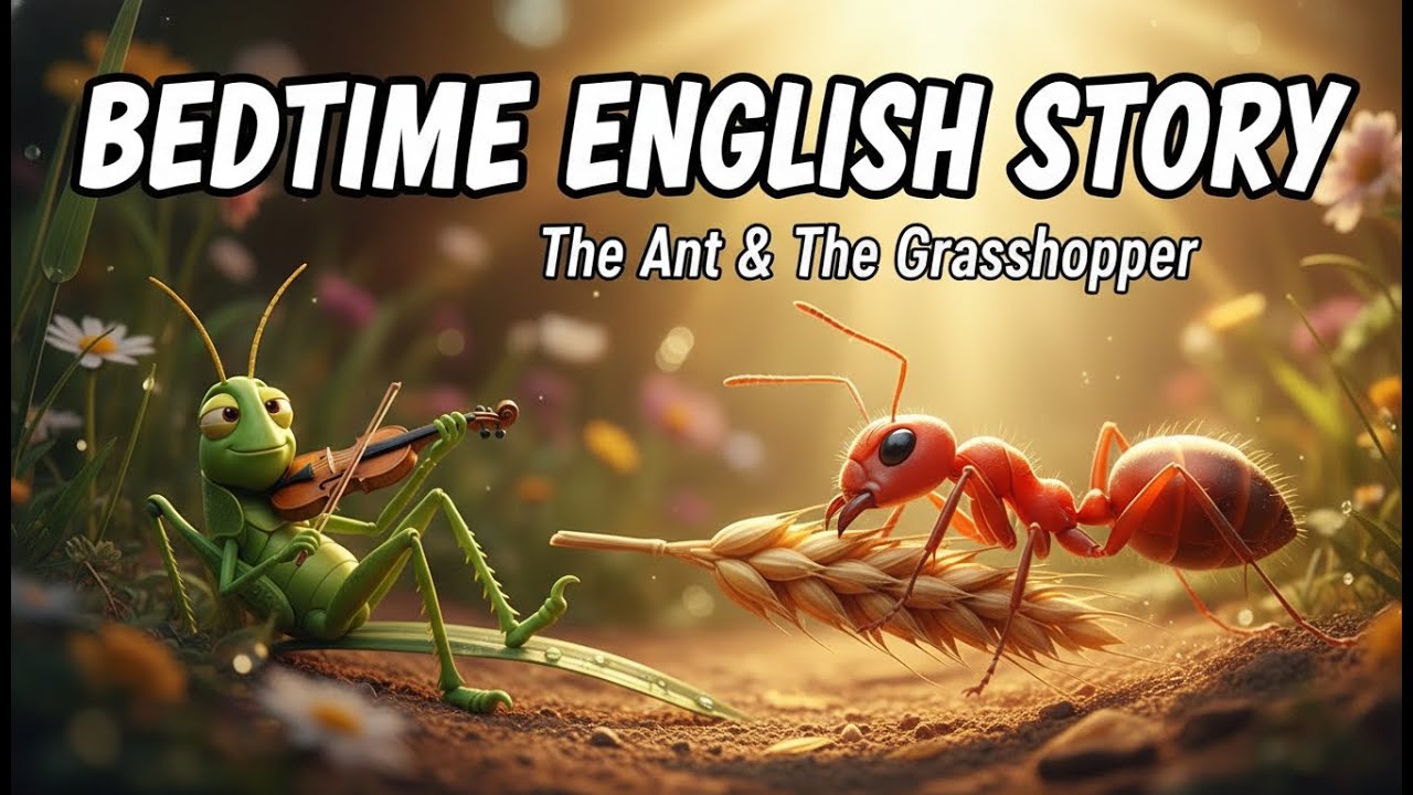 The Ant and the Grasshopper | Calm English Story for Children | English Bedtime Story for Kids