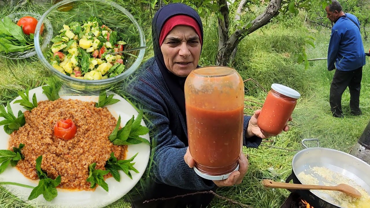 روتين ريفي عفوي😍الماما تطبخ عالحطب أطباق تراثية لذيييذة والبابا يُعشّب ويفلح البساتين
