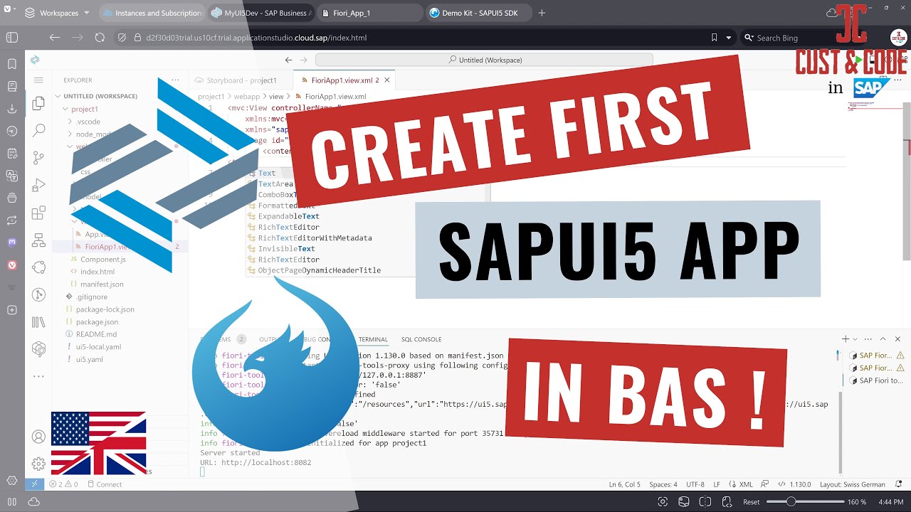 Create first SAPUI5 application in Business Application Studio (BAS) [english]