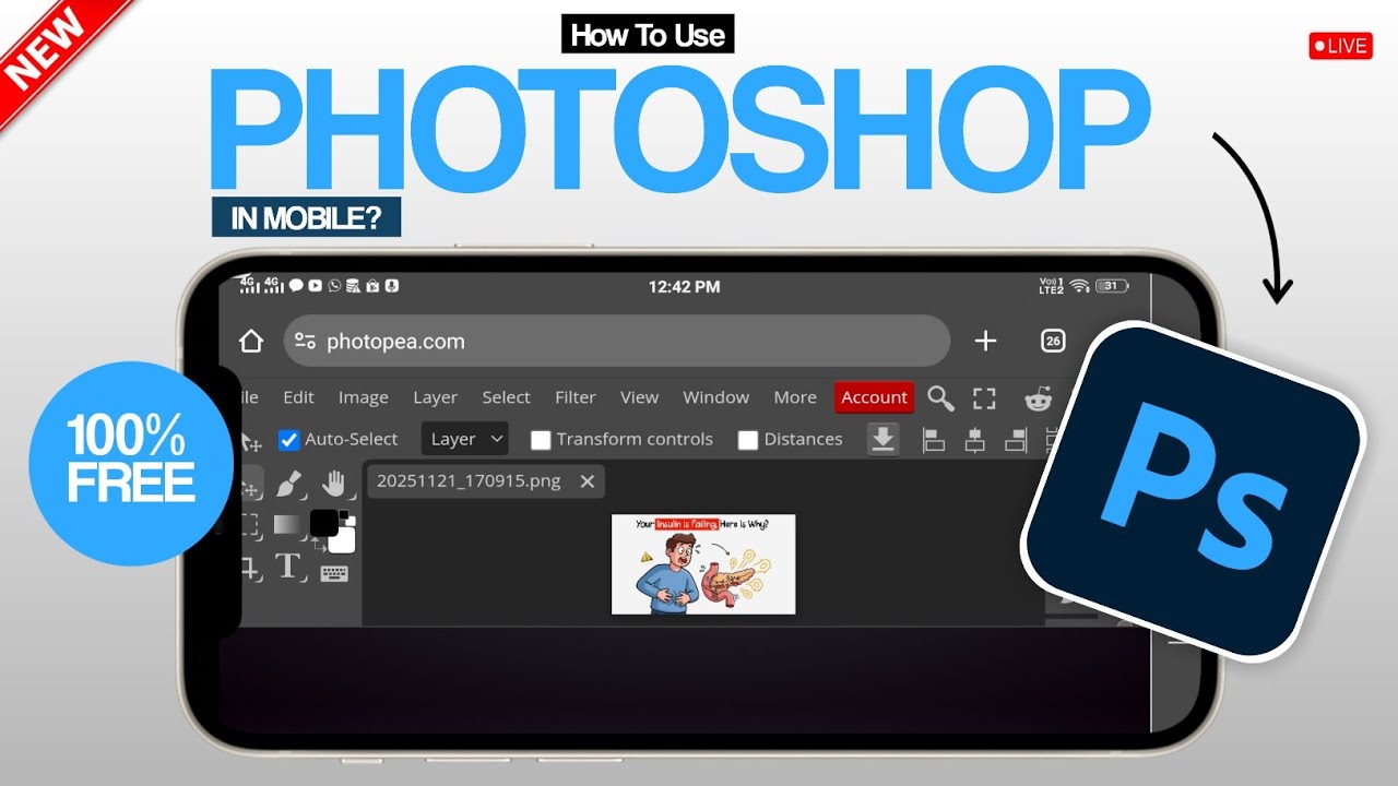 Photoshop Mobile Me Use Kaise Kare | Phone Me Photoshop Use Karne Ka Tarika 