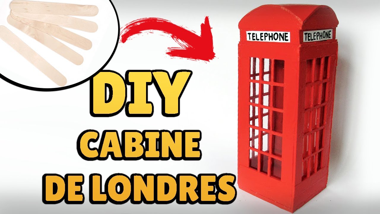 DIY: COMO FAZER uma CABINE DE LONDRES com Palitos de Picolé - Popsicle Sticks Crafts #diypalitos