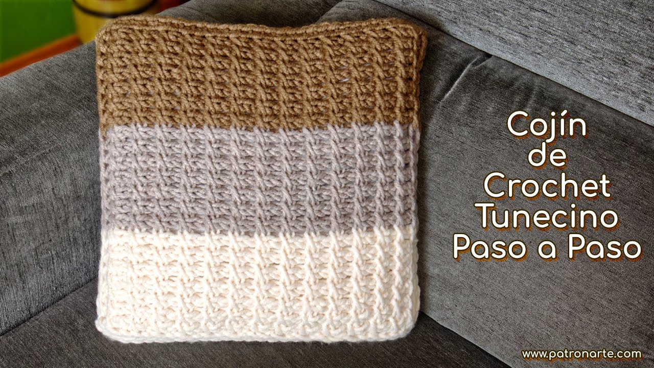 Cómo Tejer un Cojín de Crochet Tunecino Paso a Paso