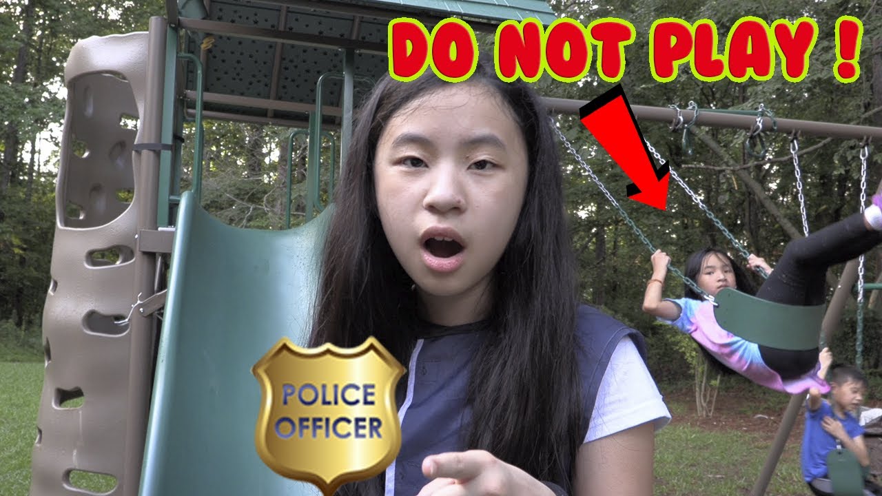 Pretend Play Police with Do Not Play on Playground