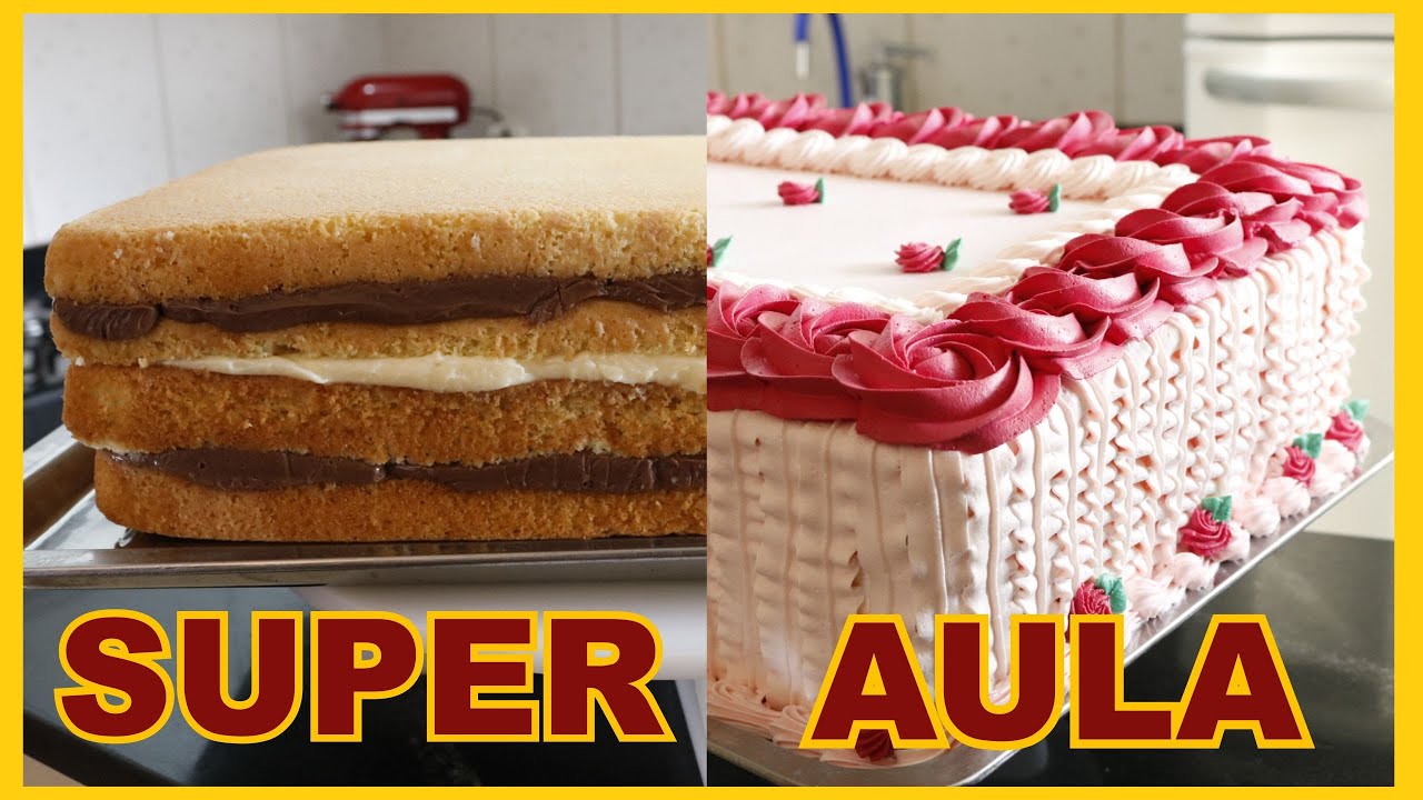 Mini -Aula Completa DECORAÇÃO DE BOLO RETANGULAR FEMININO DE 80 FATIAS - @Rebeca Poll