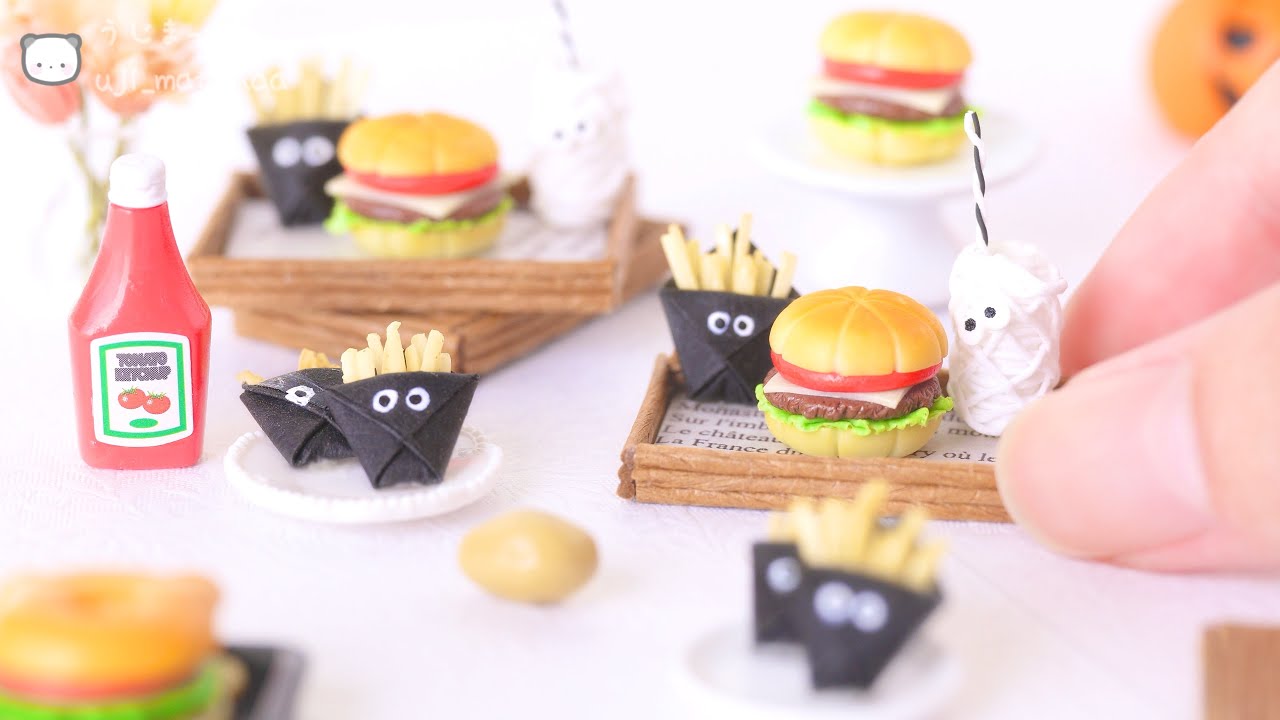 【粘土】ミニチュアのフライドポテトを作ってみた【100均材料】【ミニチュアフード】DIY Miniature polymer Clay Tutorial