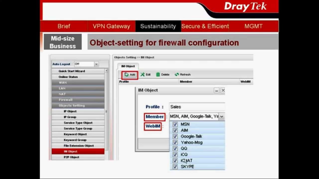 DrayTek Vigor3900 Objeto basado Firewall