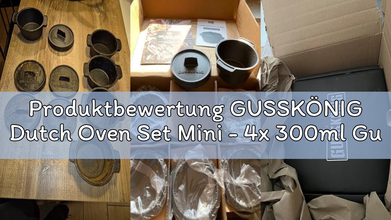 Produktbewertung GUSSKÖNIG Dutch Oven Set Mini - 4x 300ml Gusseisen Mini Topf mit Deckel - bereits e