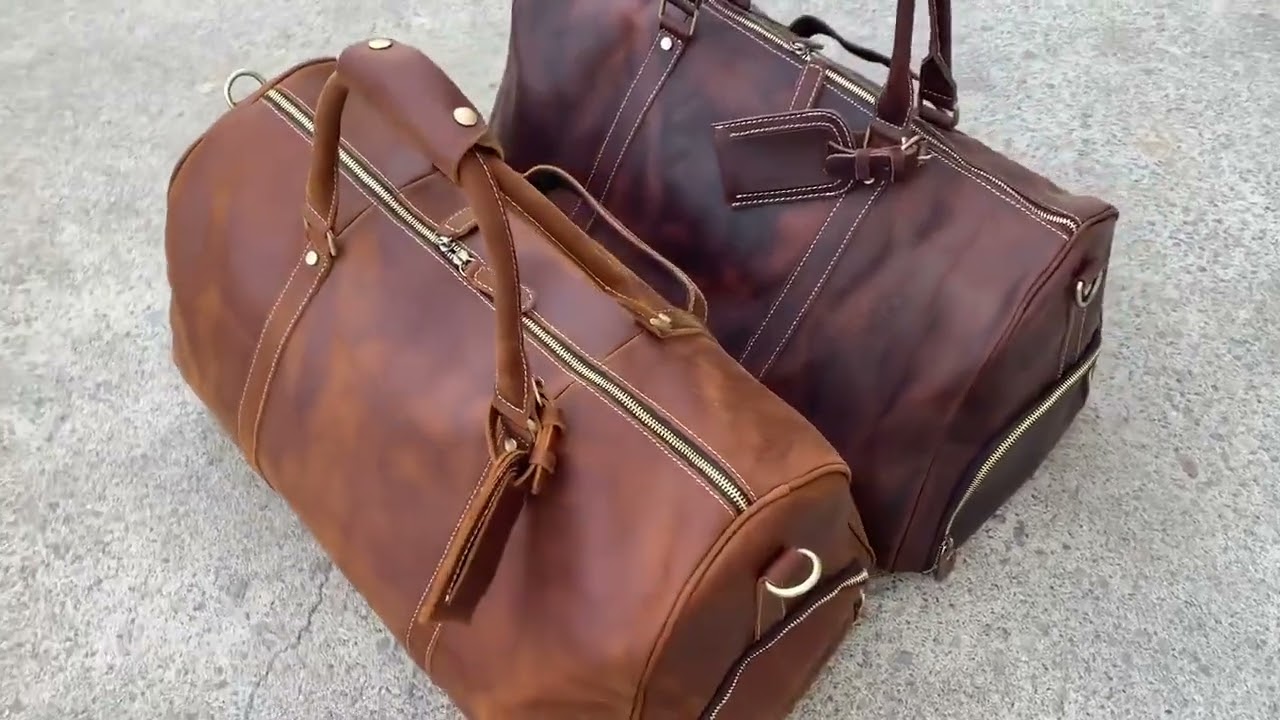 Full Grain Leather Duffle Bag for Men | Personalized Travel & Weekend Luggage 2025