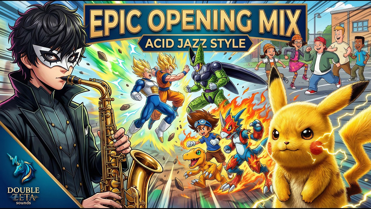 MIX 90's openings estilo Persona 5 (Acid Jazz Mashup) [DMCA Free]