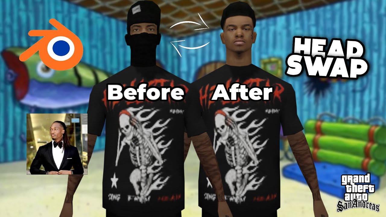 TUTORIAL HEAD SWAP SKIN GTA SA DI BLENDER COCOK UNTUK PEMULA,AUTO BISA BIKIN SKIN SENDIRI ASLI!!!