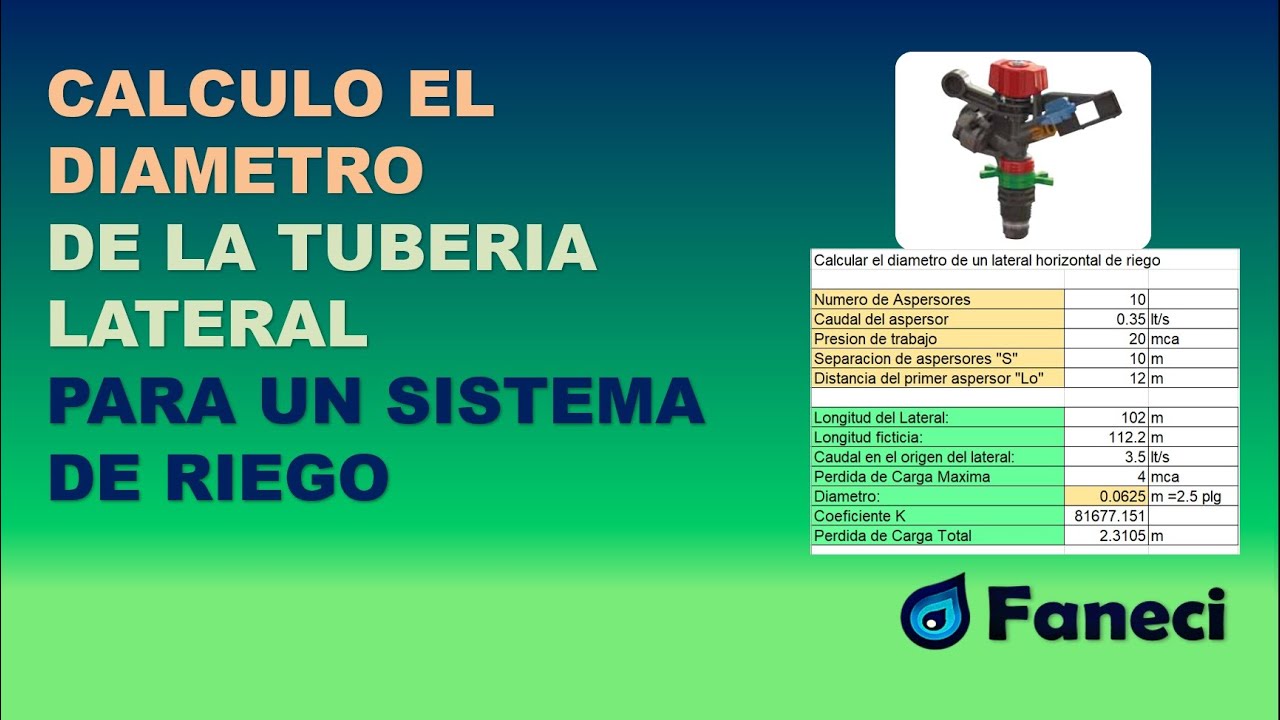 DIAMETRO DE LA TUBERIA LATERAL EN RIEGO POR ASPERSION - DISEÑO HIDRAULICO DE RIEGO POR ASPERSION✅