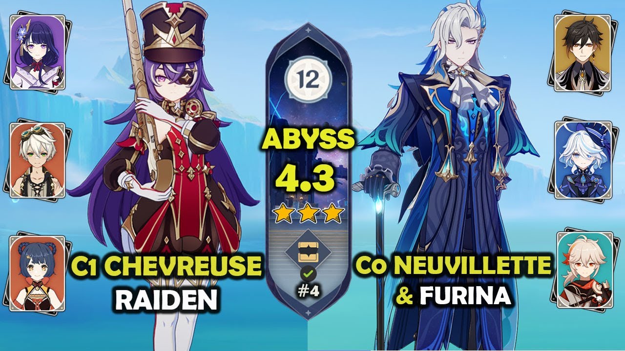 Chevreuse Raiden Overload & Neuvillette Furina | Abismo 4.3 | Spiral Abyss 12 | Genshin Impact