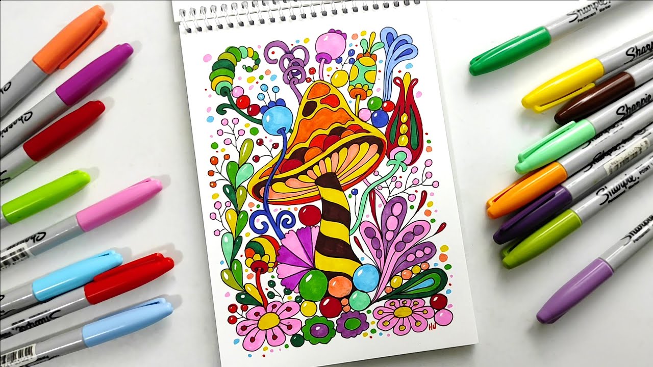 Colorful zentangle mandala art, zentangles patterns step by step