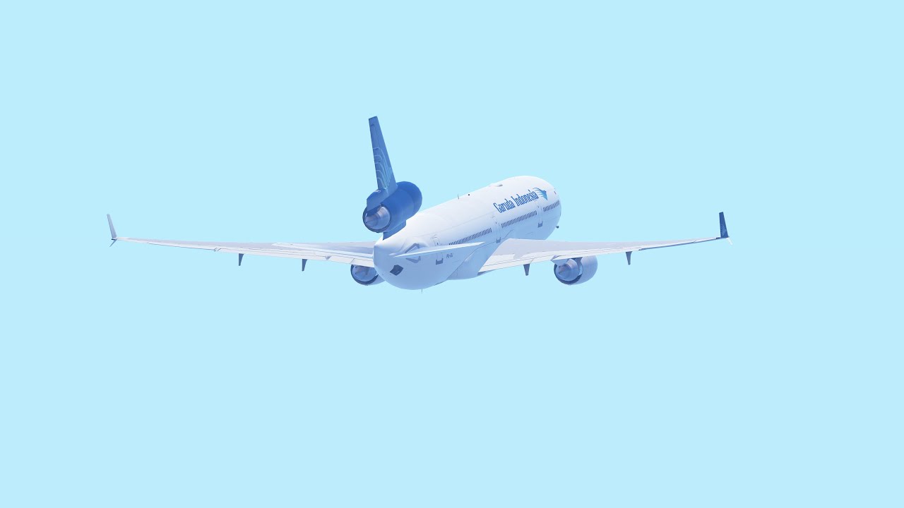 Garuda Indonesia McDonnell Douglas MD-11 takeoff CGK/WIII RWY 25L (Infinite Flight)