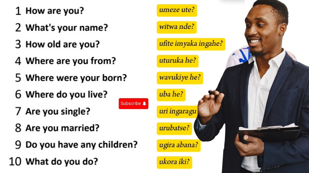 KORESHA IBI BIBAZO 30 UGANIRA N'INSHUTI ZAWE MUCYONGEREZA BISOBANUYE MUKINYARWAND II English Phrases