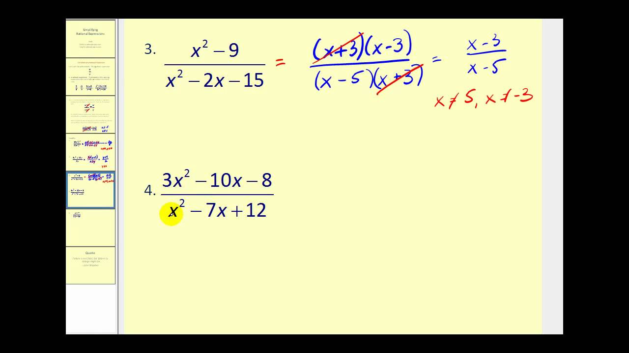 Simplifying Rational Expressions