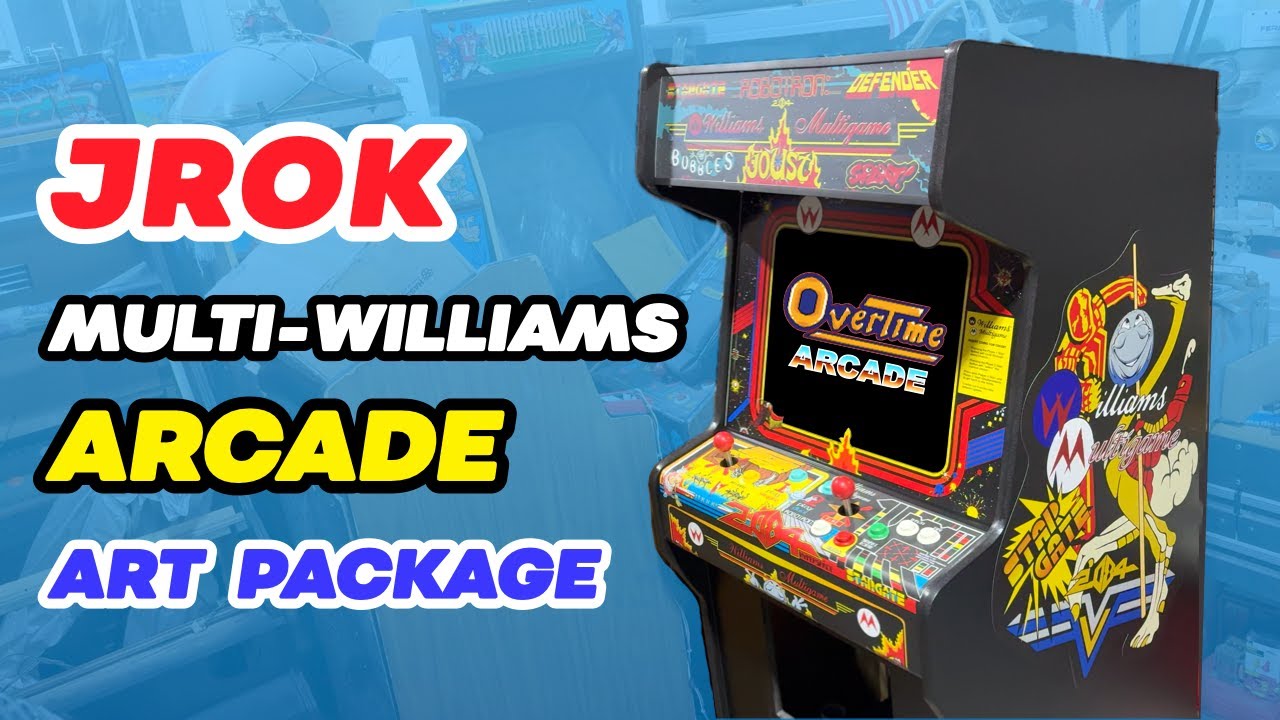 JROK Williams Multigame Arcade Artwork Installation 👾 side art, marquee, bezel, & CPO