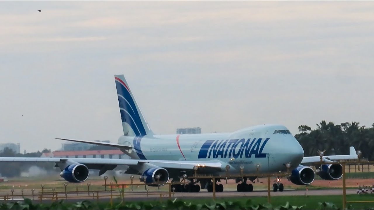 Plane Spotting in Trivandrum National airlines Boeing 747 Cargo departure [HD]