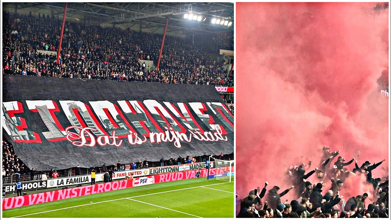 Schitterende SFEERACTIE en PYRO bij opkomst PSV-Ajax : 29/10/2013 : 5-2