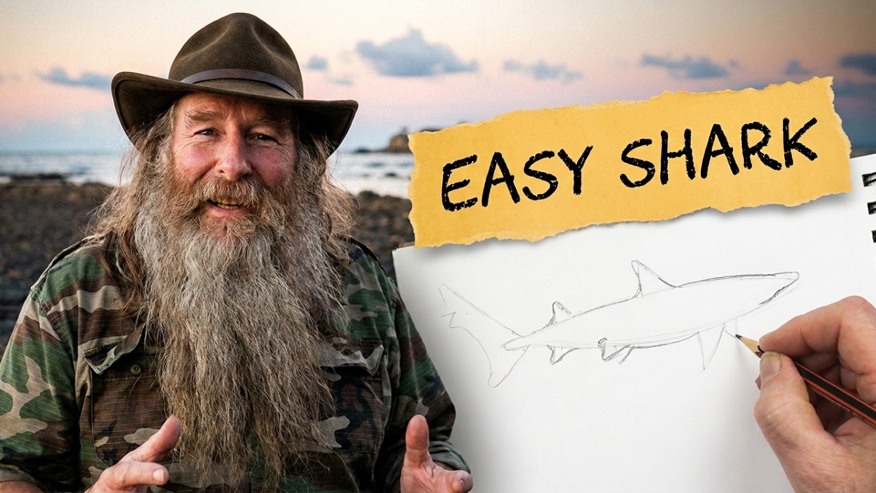 How to Draw a Shark - White-Tip  Reef Shark (Beginner-intermediate)